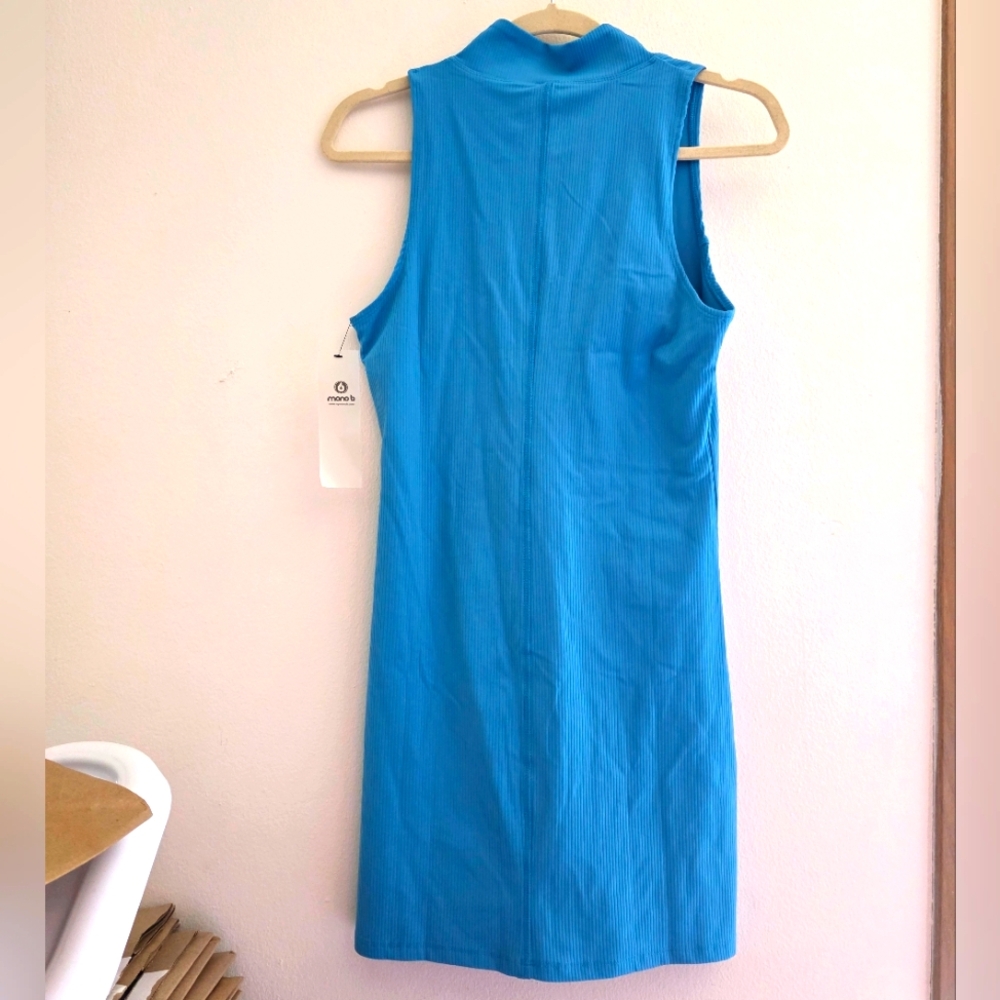 Mono B Teal Sleeveless Zip-Front Mini Dress - Picture 3 of 7
